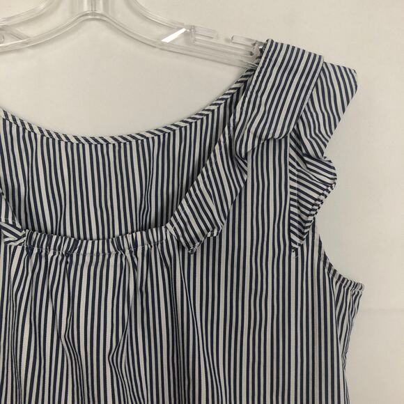 a.n.a Ruffle Cap Sleeve Striped Top Size Large - Picture 8 of 12
